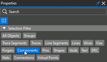 Select objects in OrCAD X presto with configuration of the selection filter