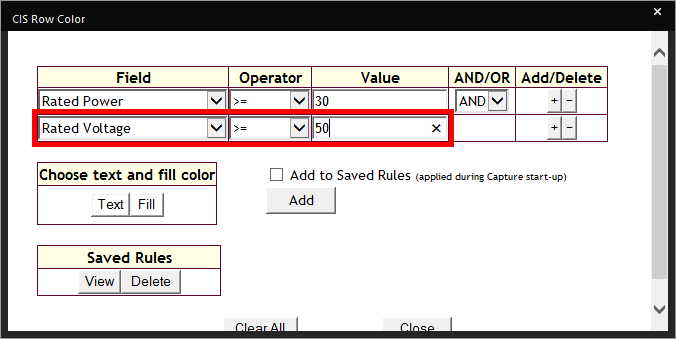 Color code parts in OrCAD to quickly identify components that meet specific criteria