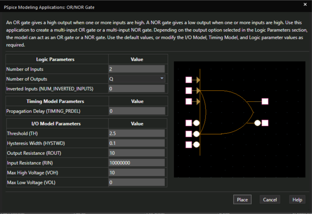 Use the PSpice Modeling application to quickly create OR and NOR Gate SPICE Models 