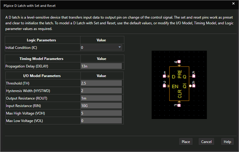 Create a D Latch SPICE Model with the modeling application in PSpice