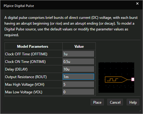 Create a Digital Pulse SPICE model in PSpice with the Modeling Application