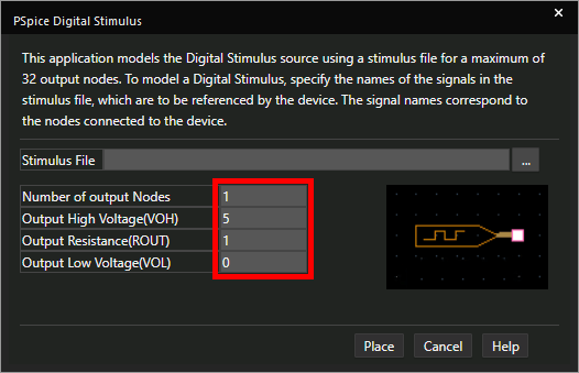 Create a digital stimulus SPICE model using a wizard-based approach with the modeling application in PSpice