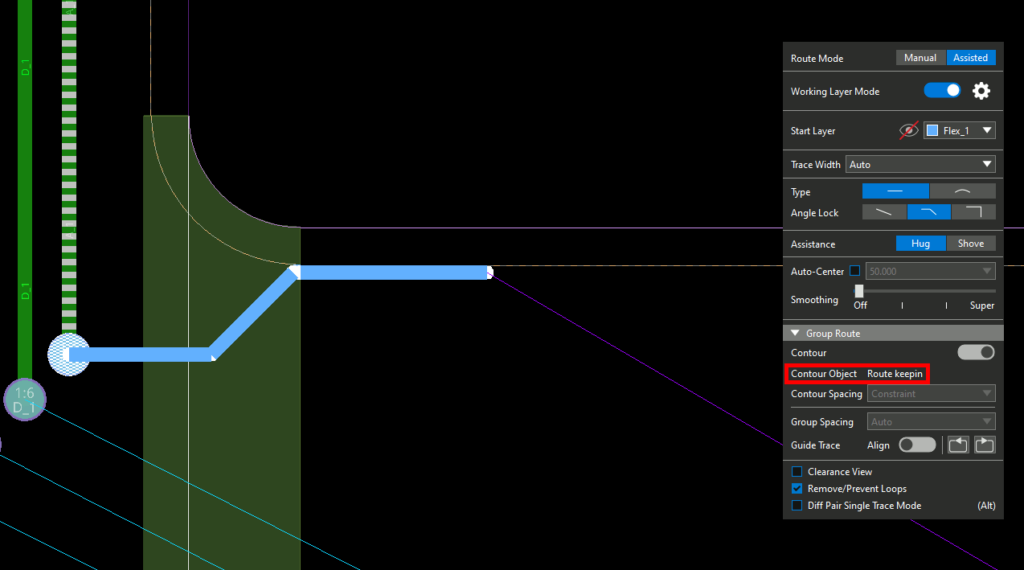 Use contour routing in OrCAD X to quickly route flex PCBs.