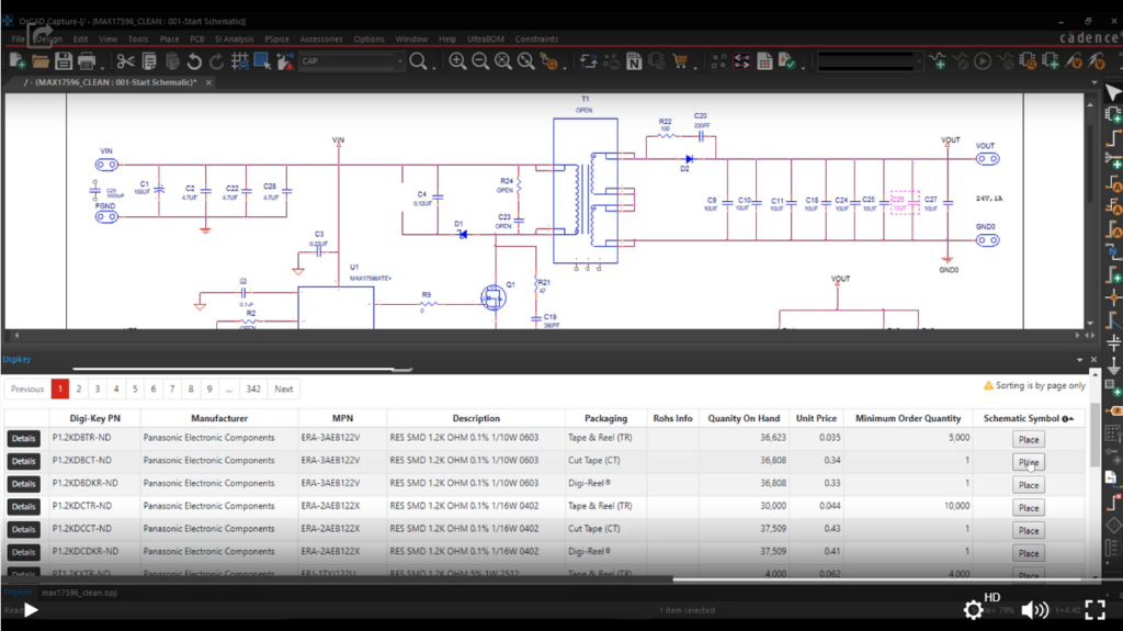 image of UltraBOM for Digikey feature inside OrCAD Capture.